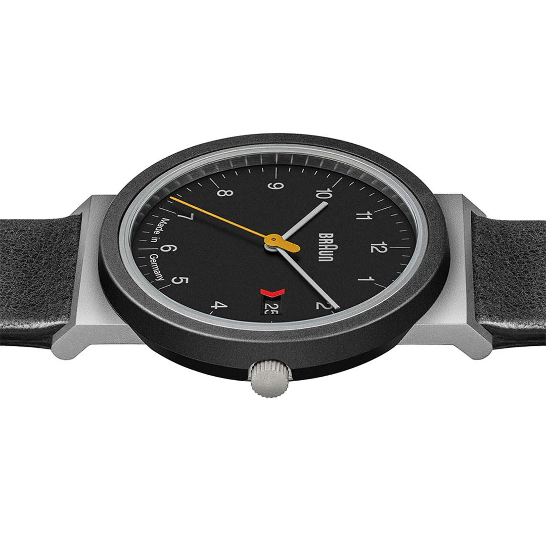 AW10 Braun gents EVO classic watch - black dial and black leather strap - Image 3