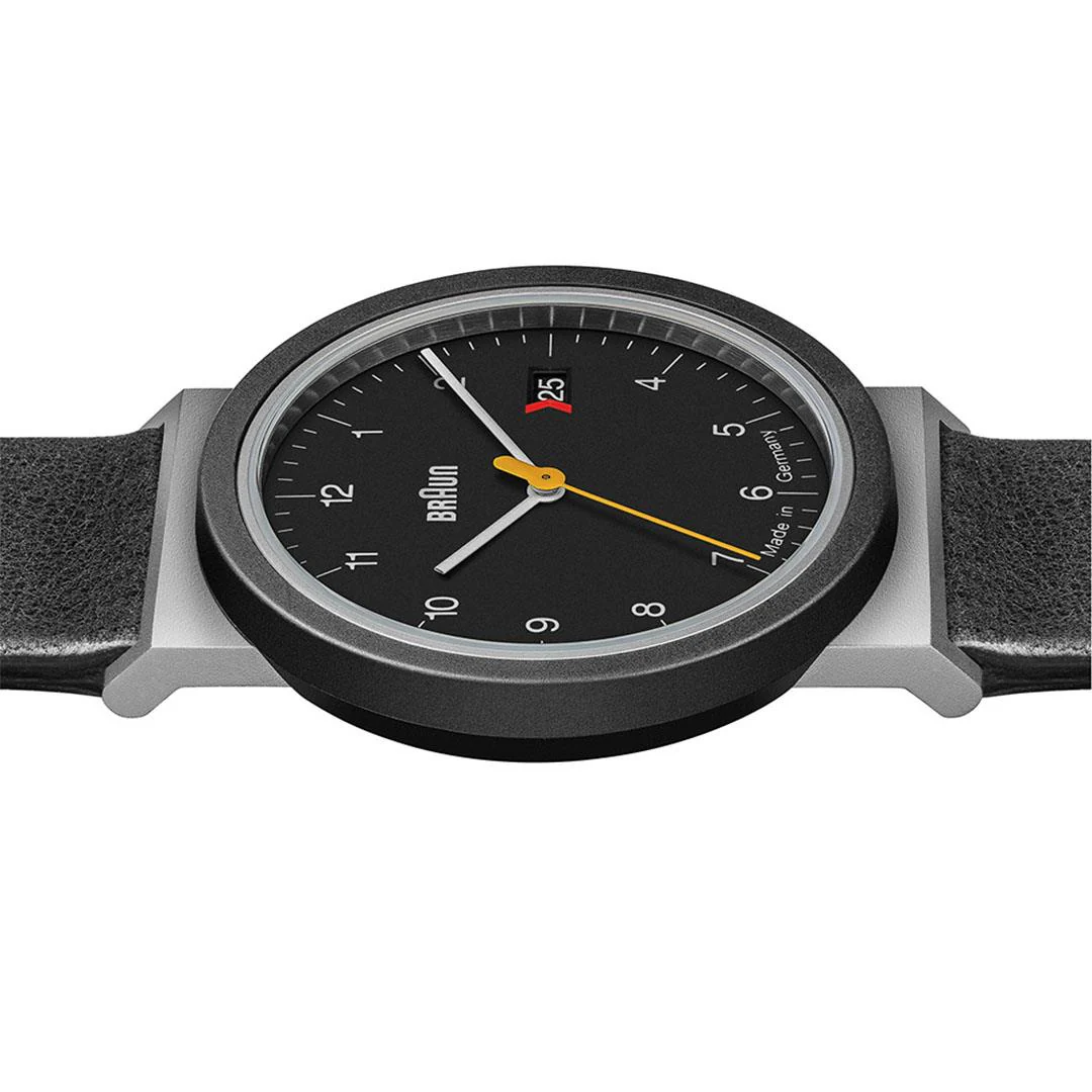 AW10 Braun gents EVO classic watch - black dial and black leather strap - Image 4