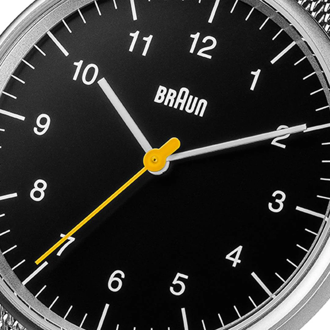 BN0021 Braun gents classic watch - black dial and silver mesh bracelet - Image 5