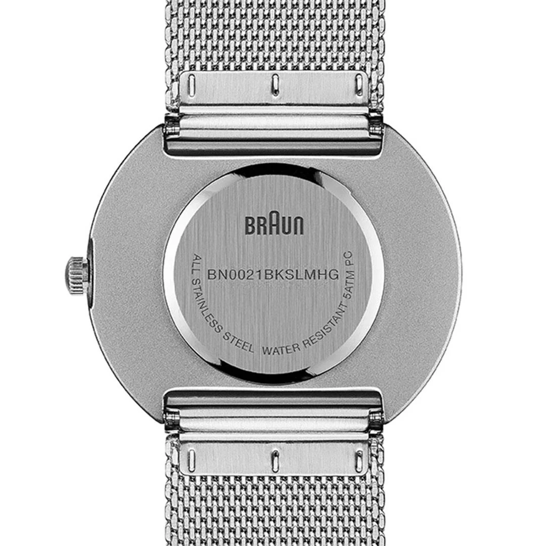 BN0021 Braun gents classic watch - black dial and silver mesh bracelet - Image 6