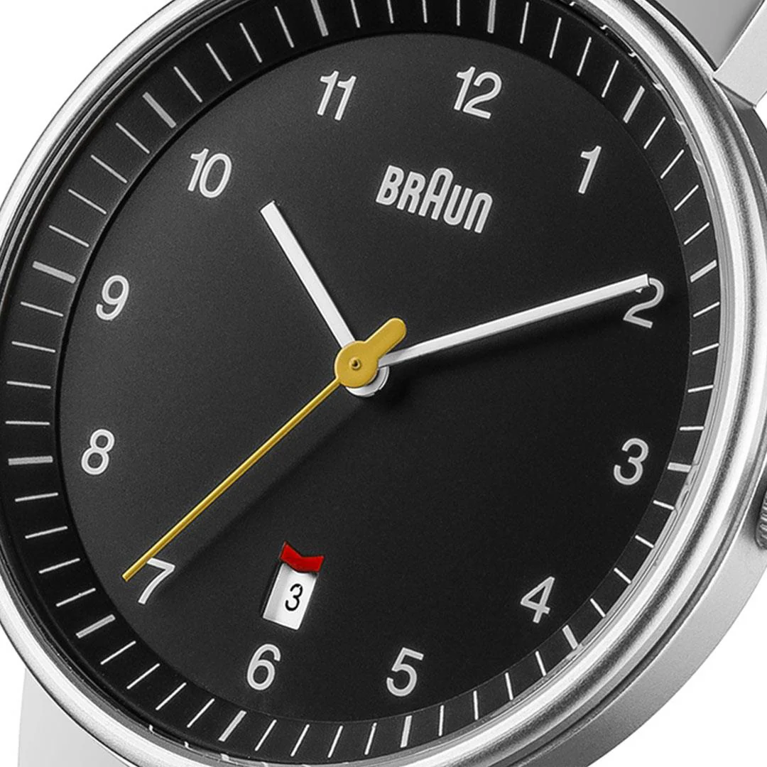 BN0032 Braun gents classic watch - black dial and silver mesh bracelet - Image 5